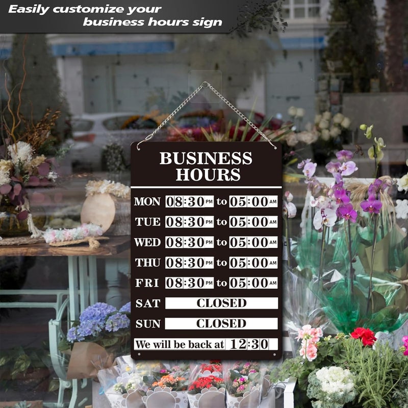 Magrooyar Magnetic Changeable Business Hours Sign, Metal Hours of Operation Signs for Business, Store Hours Sign for Glass Door or Window (BLACK) - Image 5